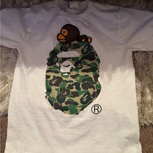 Bape White and Green Camo Tee Short Sleeve